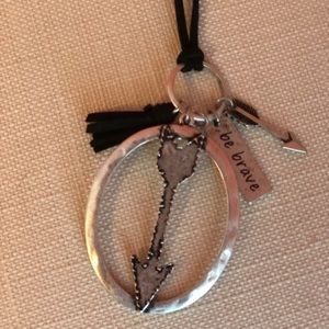 Long faux suede necklace